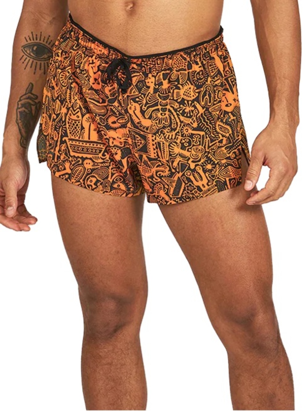 Janji Men's AFO Short Black Orange Printed 5" Inseam Medium